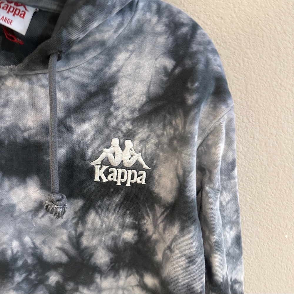 Kappa Tie Dye Hoodie Gray Black Logo Pullover Sweatshirt Mens Large - Picture 4 of 8